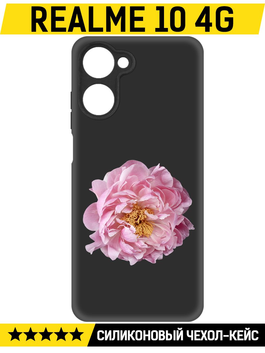 

Чехол-накладка Софт Розовый пион для Realme 10 4G, Черный