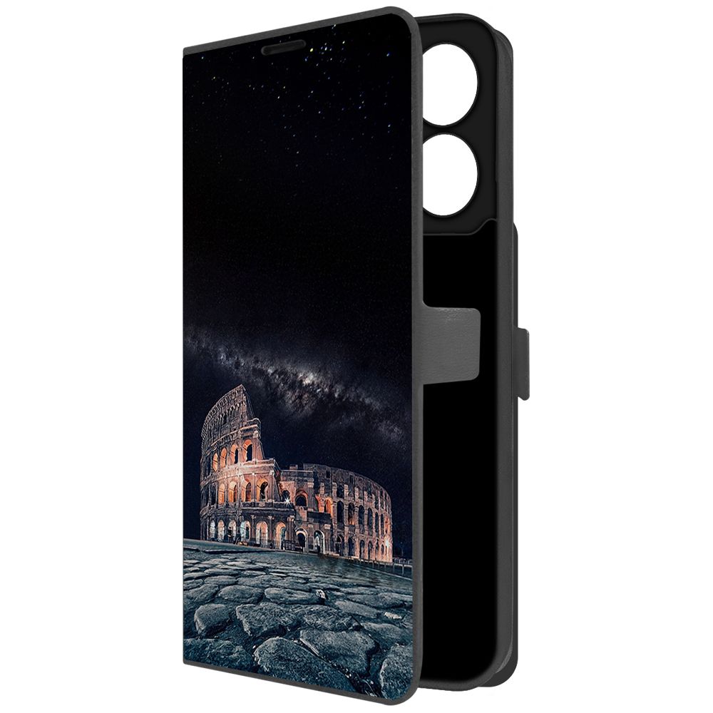 

Чехол-книжка Krutoff Eco Book для Xiaomi Redmi 13C Италия, Колизей (черный)