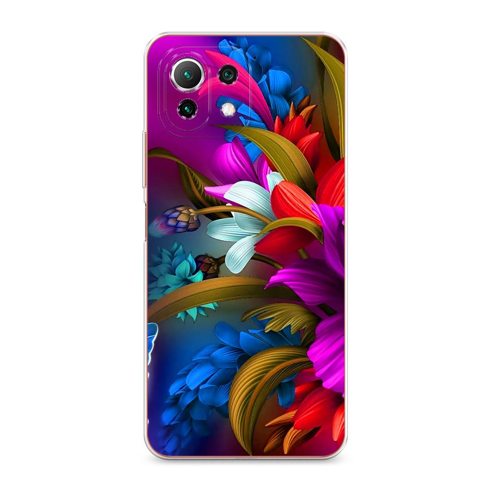 

Чехол на Xiaomi Mi 11 Lite "Фантастические цветы", Фиолетовый;красный;синий, 311750-2