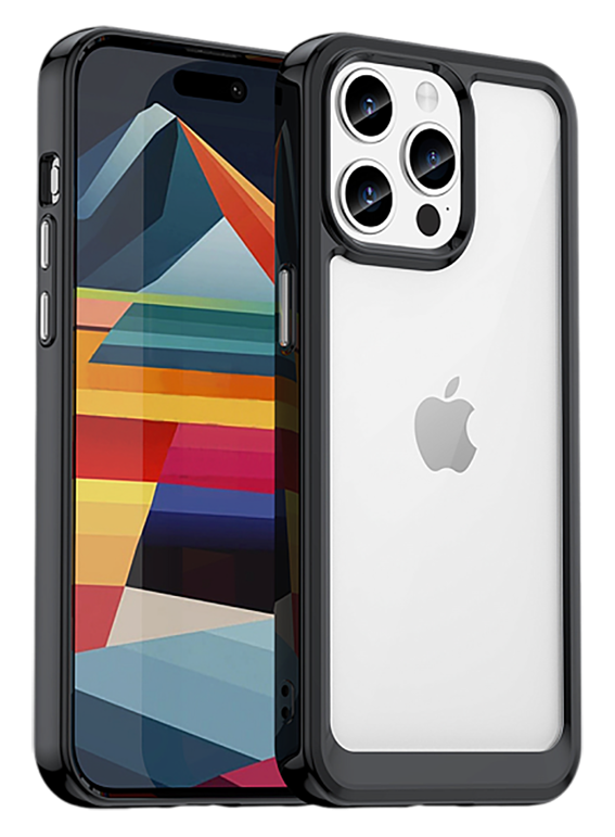 

Чехол для iPhone 15 Pro Max, Caseport противоударный с мягкими усиленными рамками, черный, Прозрачный;черный, для iPhone 15 Pro Max