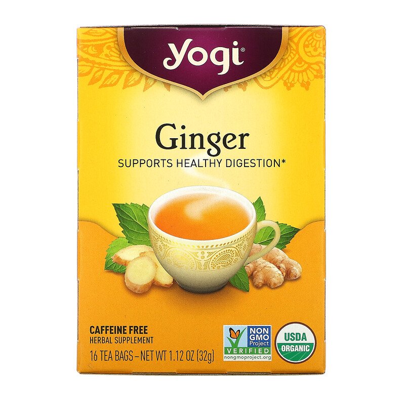 

Чай в пакетиках Yogi Tea Ginger Имбирь без кофеина, 16 пакетиков