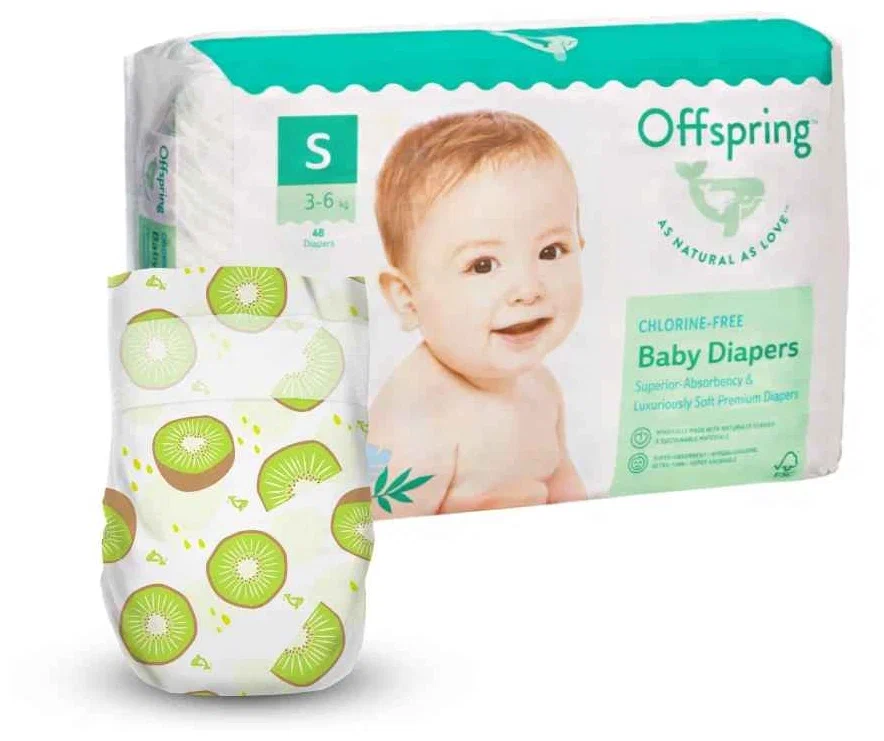 фото Подгузники offspring s 3-6 кг 48 шт. расцветка киви