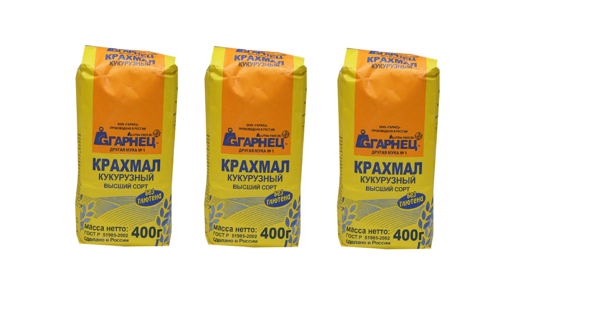 

Крахмал Гарнец кукурузный без глютена, 400 г х 3 шт