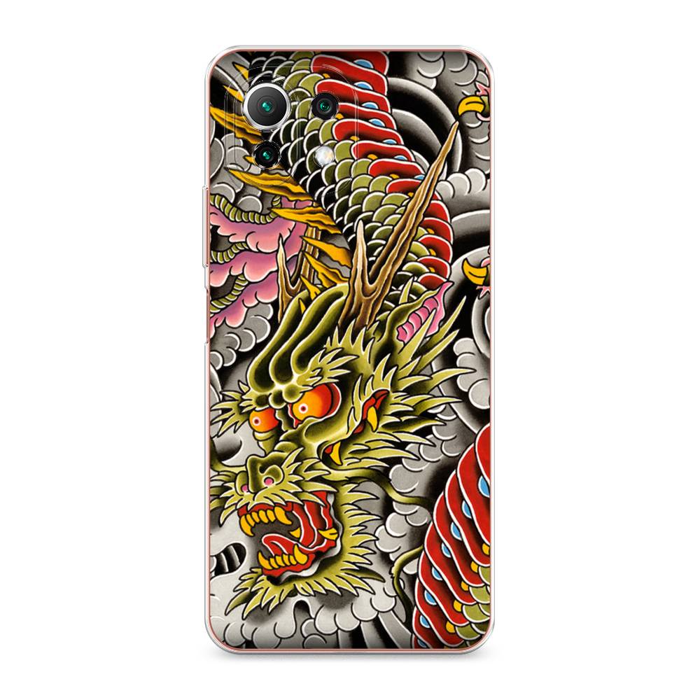 

Чехол на Xiaomi Mi 11 Lite "Японский дракон", Желтый;розовый;красный, 311750-4