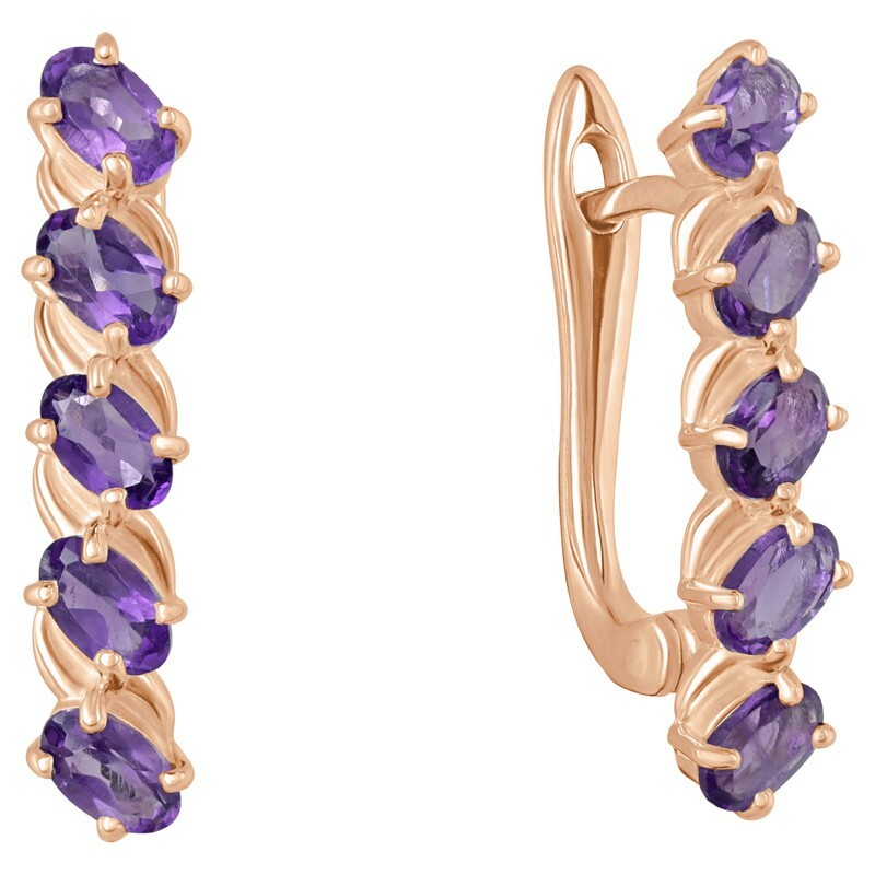 

Серьги из серебра с аметистом LAZURIT-ONLINE 7974RG, 7974RG