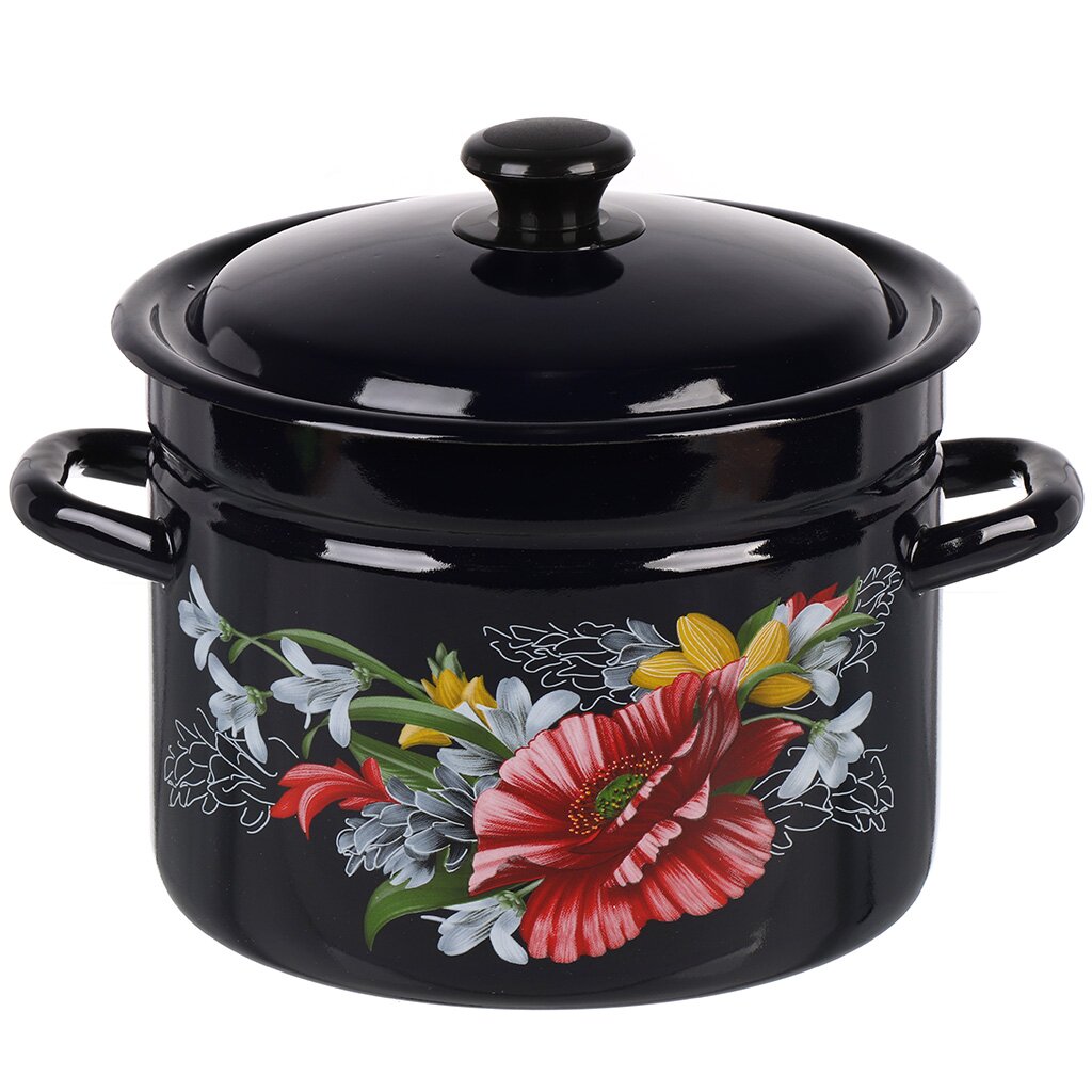 

Кастрюля Керченская эмаль Апрель 41815-183/6-У4 6 л с крышкой, Черный, Апрель