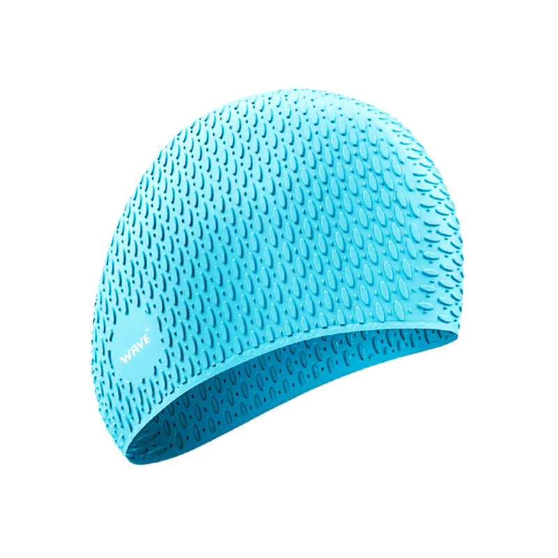 Шапочка для плавания Wave с изогнутой формой (56-65 см) массажная, голубая, SC-4616