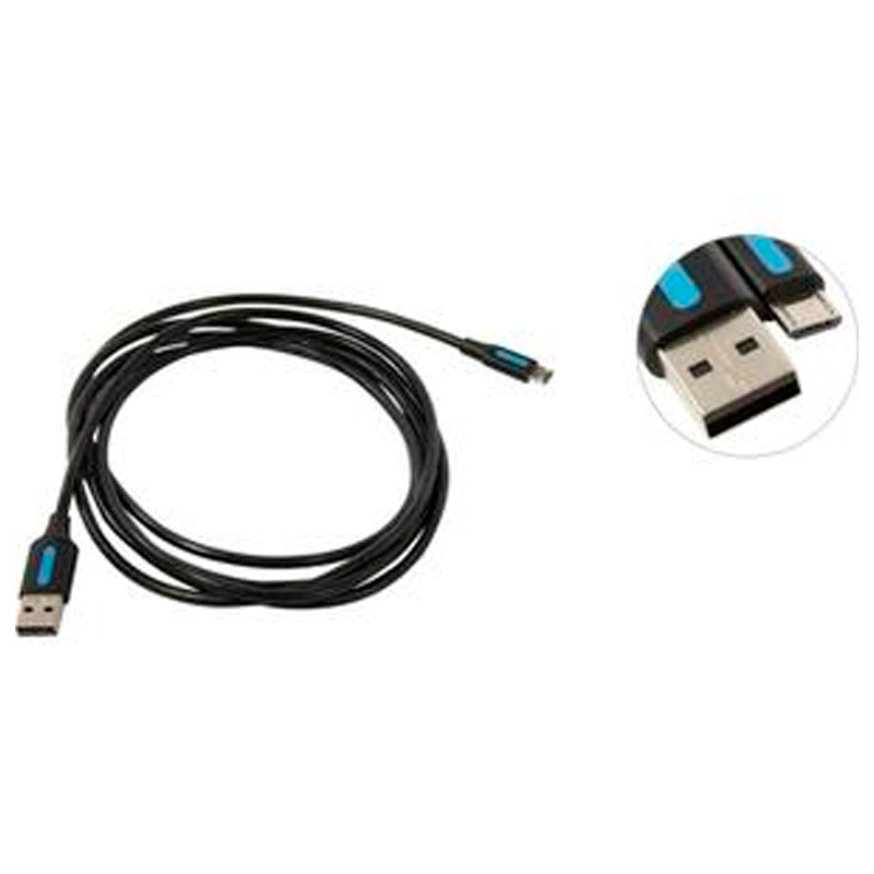 

Кабель Vention USB A - Micro USB B вилка-вилка 2м (COLBH) синий