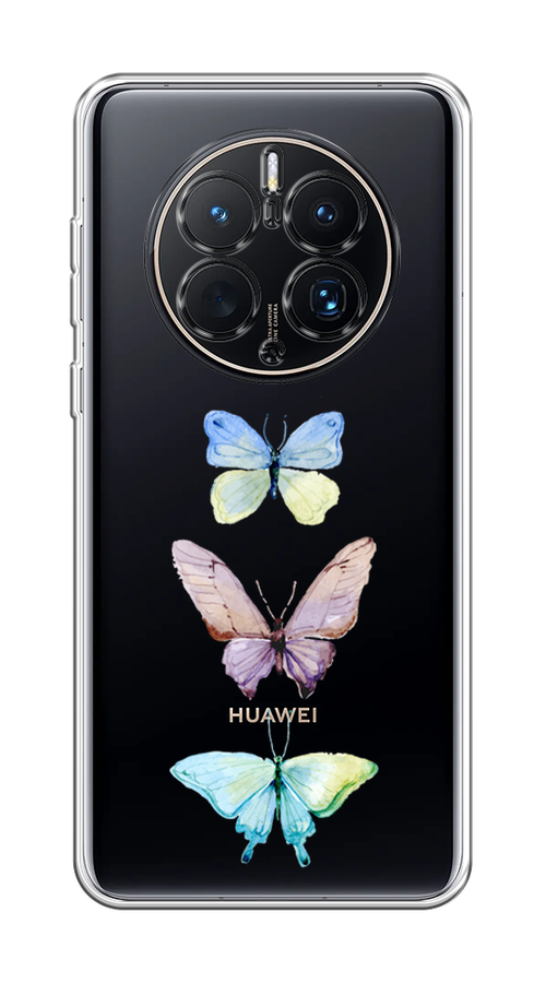 

Чехол на Huawei Mate 50 Pro "Акварельные бабочки", Бирюзовый;розовый, 6109950-1