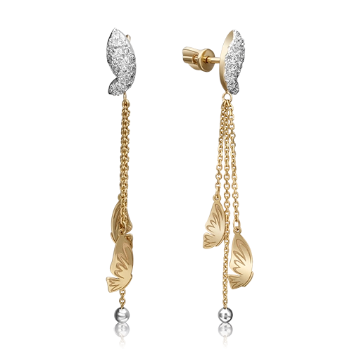 

Серьги из комбинированного золота с фианитом PLATINA jewelry 02-4314-00-401-1121-65, 02-4314-00-401-1121-65