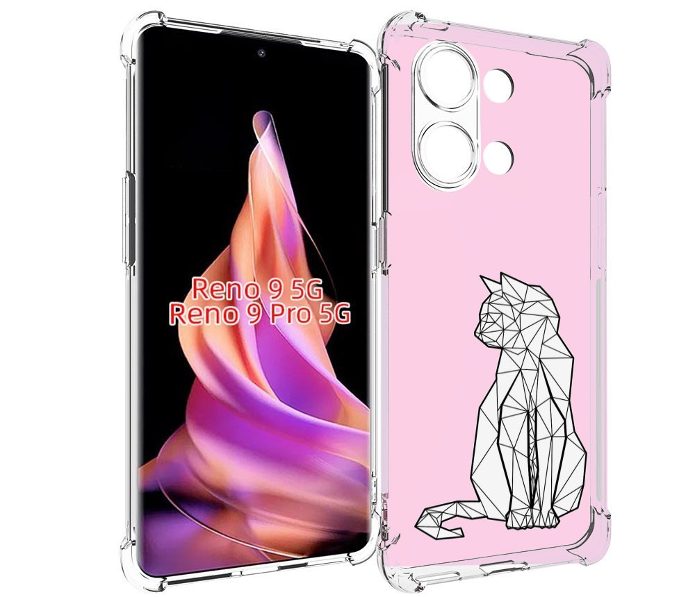 

Чехол MyPads белый котик с гранями для Oppo Reno 9/Reno 9 Pro, Прозрачный, Tocco