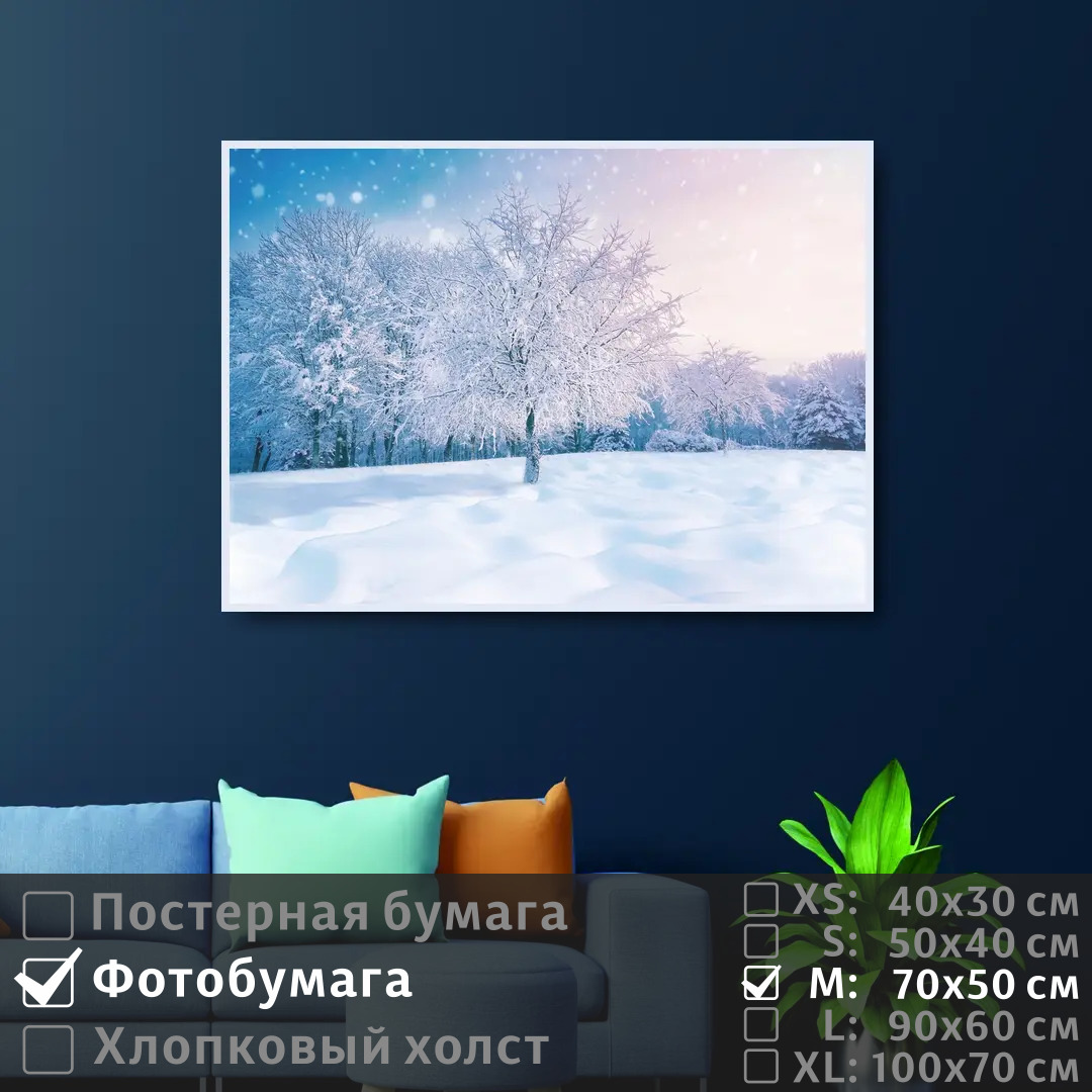 

Постер на фотобумаге ПолиЦентр Лес зимний пейзаж 70х50 см, ЛесЗимнийПейзаж