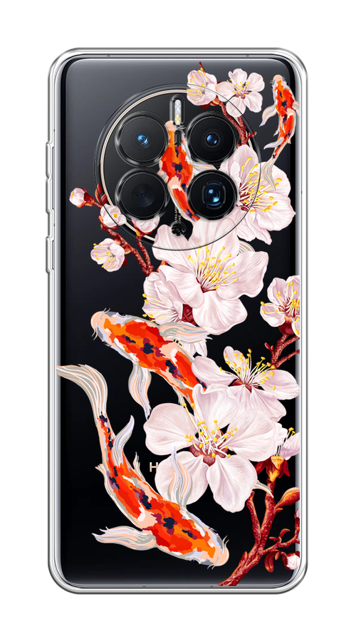 

Чехол на Huawei Mate 50 Pro "Карпы и сакура", Оранжевый;розовый;бежевый;прозрачный, 6109950-1