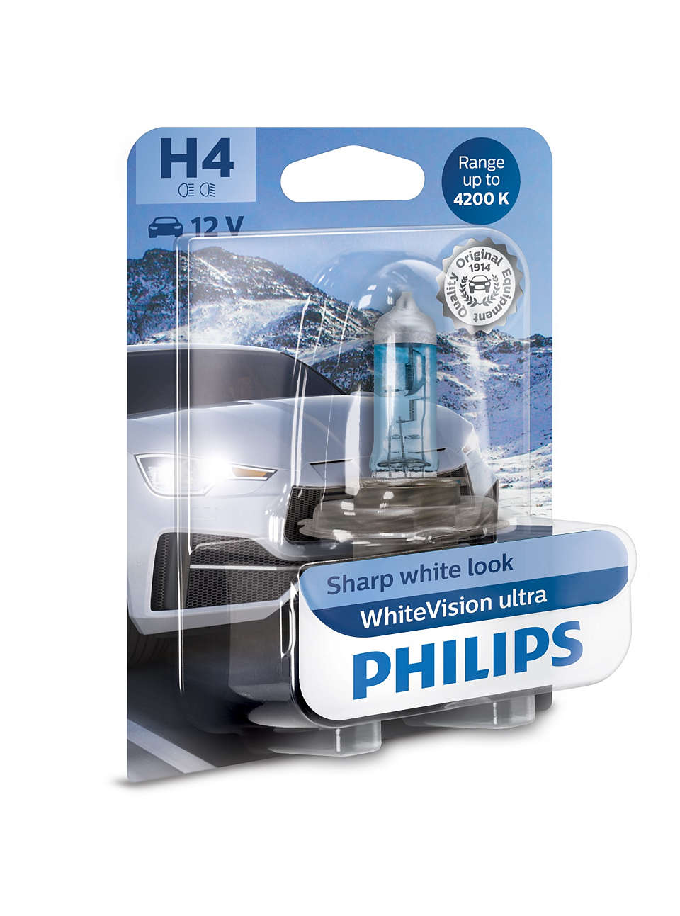 фото Лампа h4 whitevision ultra, 1шт в блистере philips арт. 12342wvub1