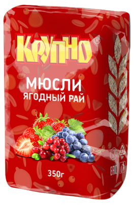 

Мюсли Крупно Ягодный рай смесь зерновых с ягодами быстрого приготовления 350 г