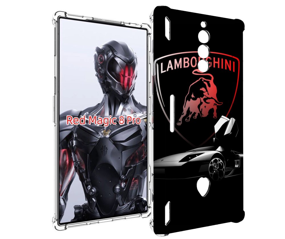 Чехол MyPads Ламборгини-black мужской для ZTE Nubia Red Magic 8 Pro / Red Magic 8 Pro Plus
