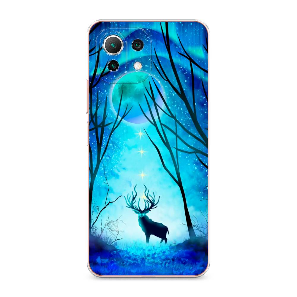 

Чехол на Xiaomi Mi 11 Lite "Олень северное сияние", Синий;черный;голубой, 311750-1