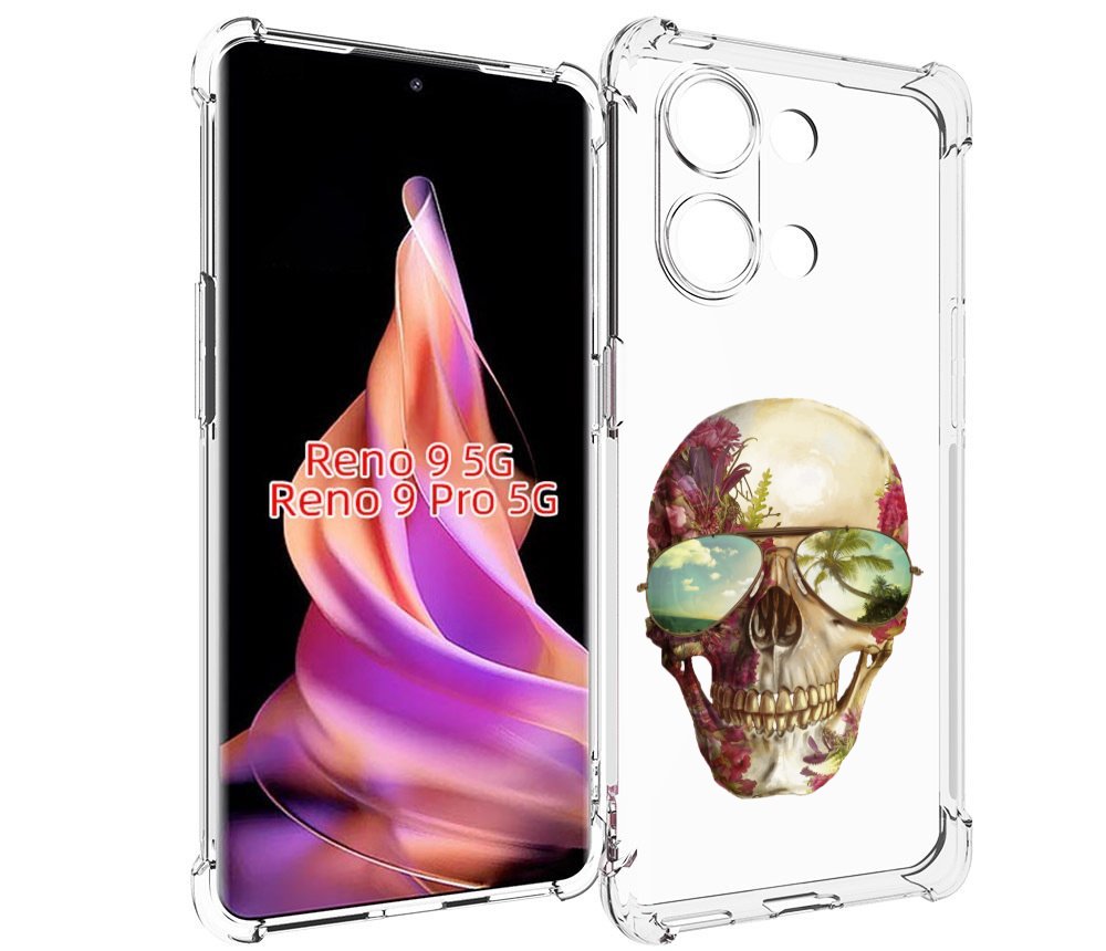 

Чехол MyPads Череп с очками для Oppo Reno 9/Reno 9 Pro, Прозрачный, Tocco