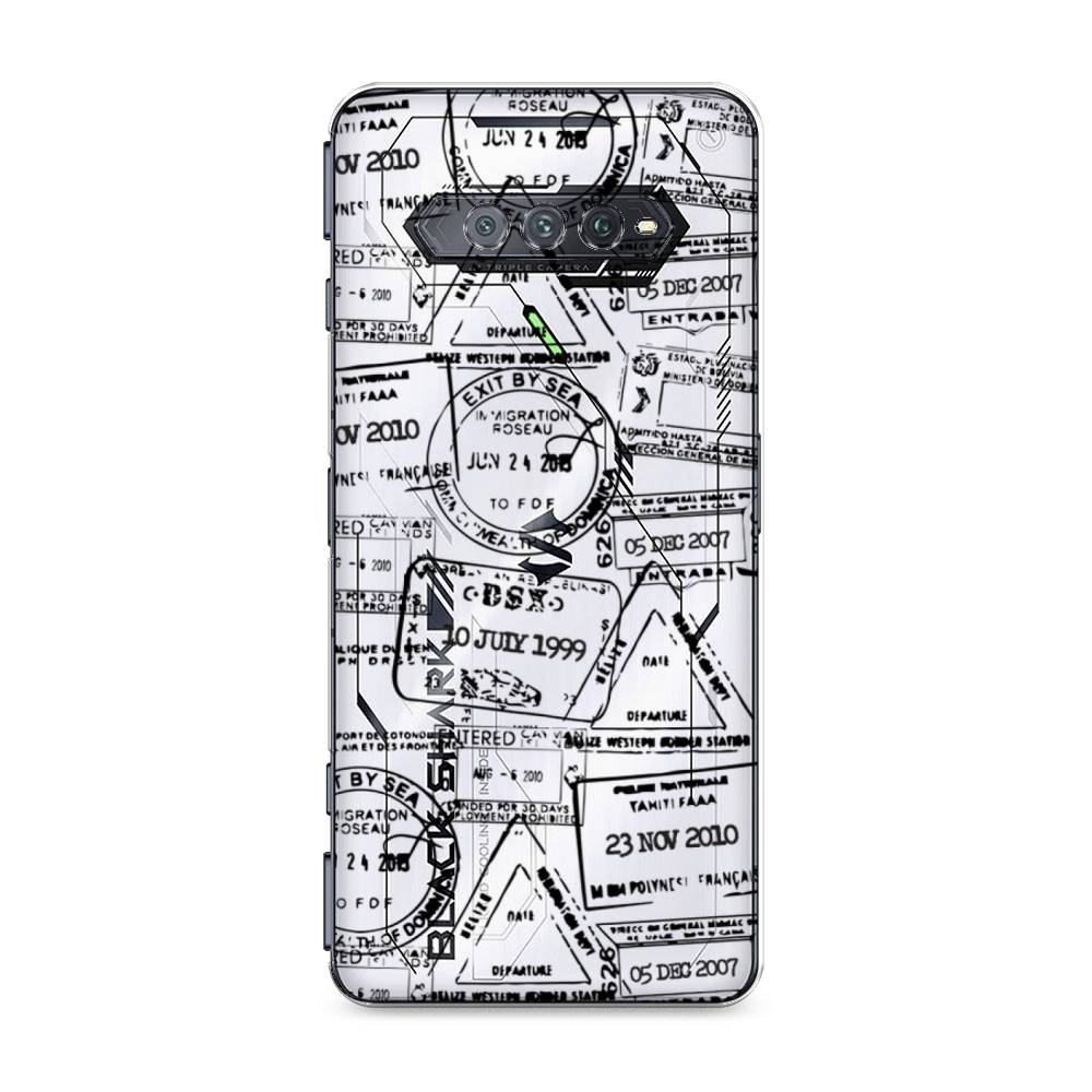 

Чехол на Xiaomi Black Shark 4 "Visa stamps 2", Белый;черный;серый, 311650-2