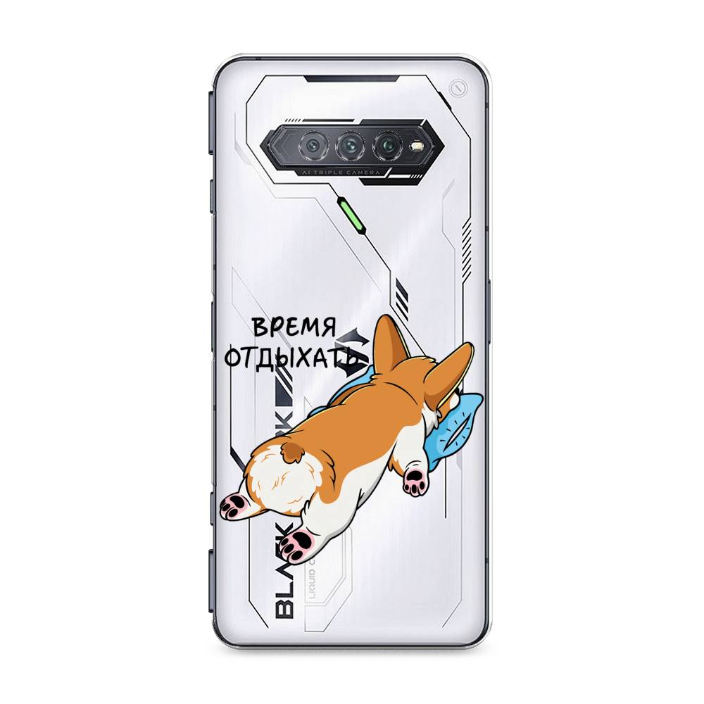 

Чехол на Xiaomi Black Shark 4 "Корги отдыхает", Черный;коричневый;голубой, 311650-1