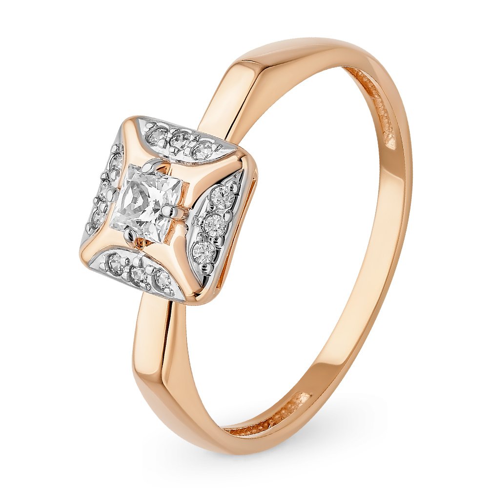 

Кольцо женское из красного золота с кристаллами cваровски 585Gold 301011092, р, 301011092