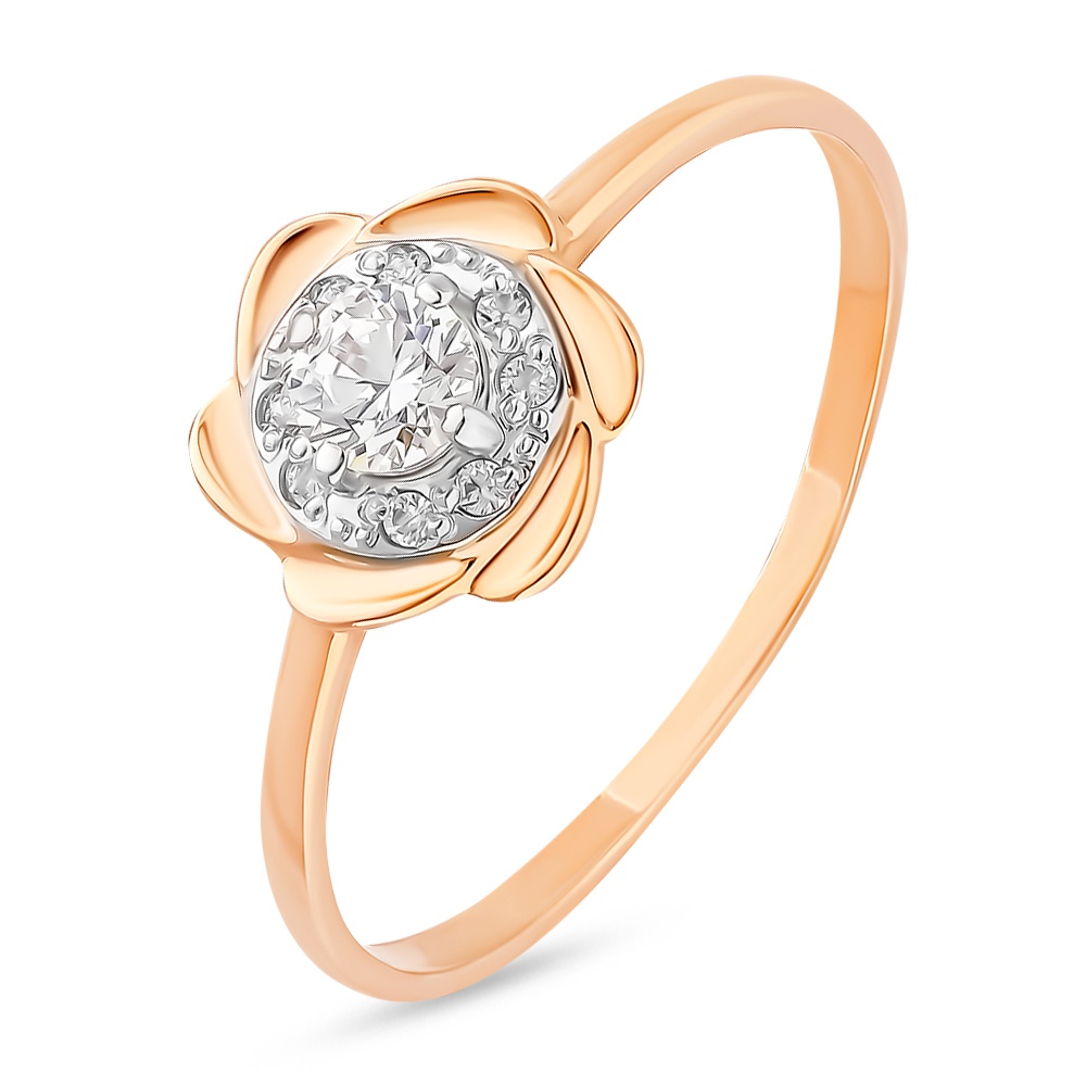 

Кольцо женское из красного золота с кристаллами cваровски 585Gold 301011134, р, 301011134