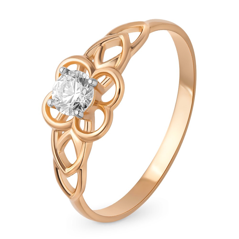 

Кольцо женское из красного золота с кристаллами cваровски 585Gold 301011126, р, 301011126