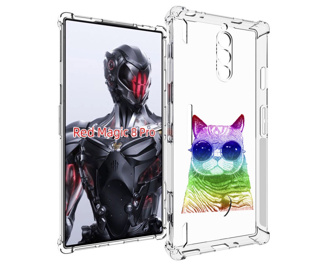 Чехол MyPads Кот в очках для ZTE Nubia Red Magic 8 Pro / Red Magic 8 Pro Plus