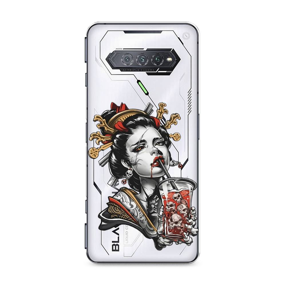 

Чехол на Xiaomi Black Shark 4 "Опасная гейша", Красный;черный;серый, 311650-4