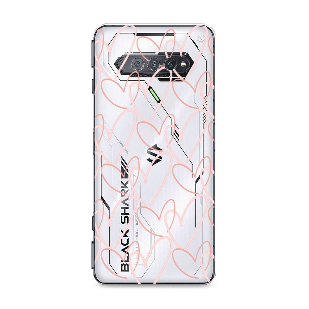

Чехол на Xiaomi Black Shark 4 "Узор из сердечек", Розовый;бежевый, 311650-6