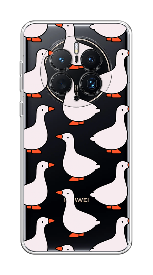 

Чехол на Huawei Mate 50 Pro "Гуси", Прозрачный;белый;оранжевый, 6109950-1