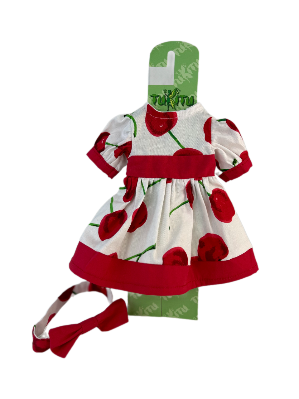Комплект одежды для кукол TuKiTu 32-34 см: платье Вишневый сад, повязка на голову, арт. 32 tukitu комплект одежды для кукол платье летнее бант на голову 34 см