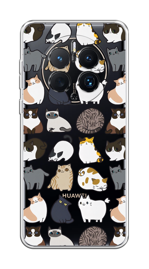 

Чехол на Huawei Mate 50 Pro "Милые котики", Прозрачный;белый;серый, 6109950-1