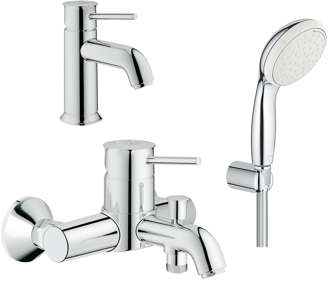 фото Grohe комплект для ванной смеситель grohe bauclassic 23162000 для раковины + смеситель gr