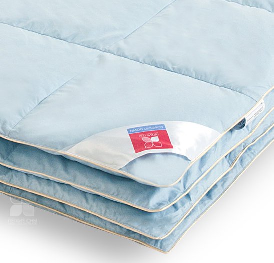фото Одеяло кассетное пуховое теплое камелия 172 х 205 см голубой легкие сны
