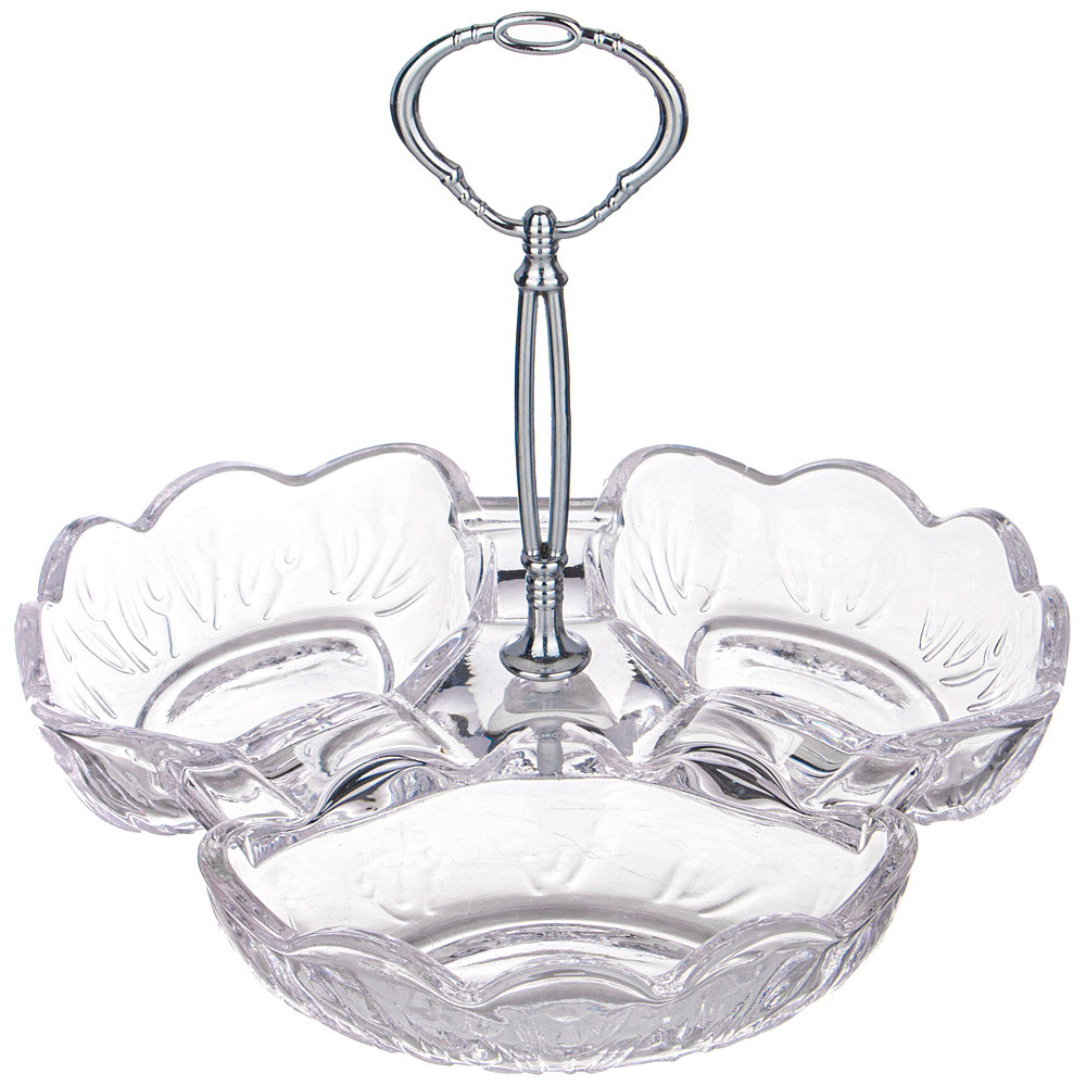 Менажница с ручкой Alegre Glass 21x10 см