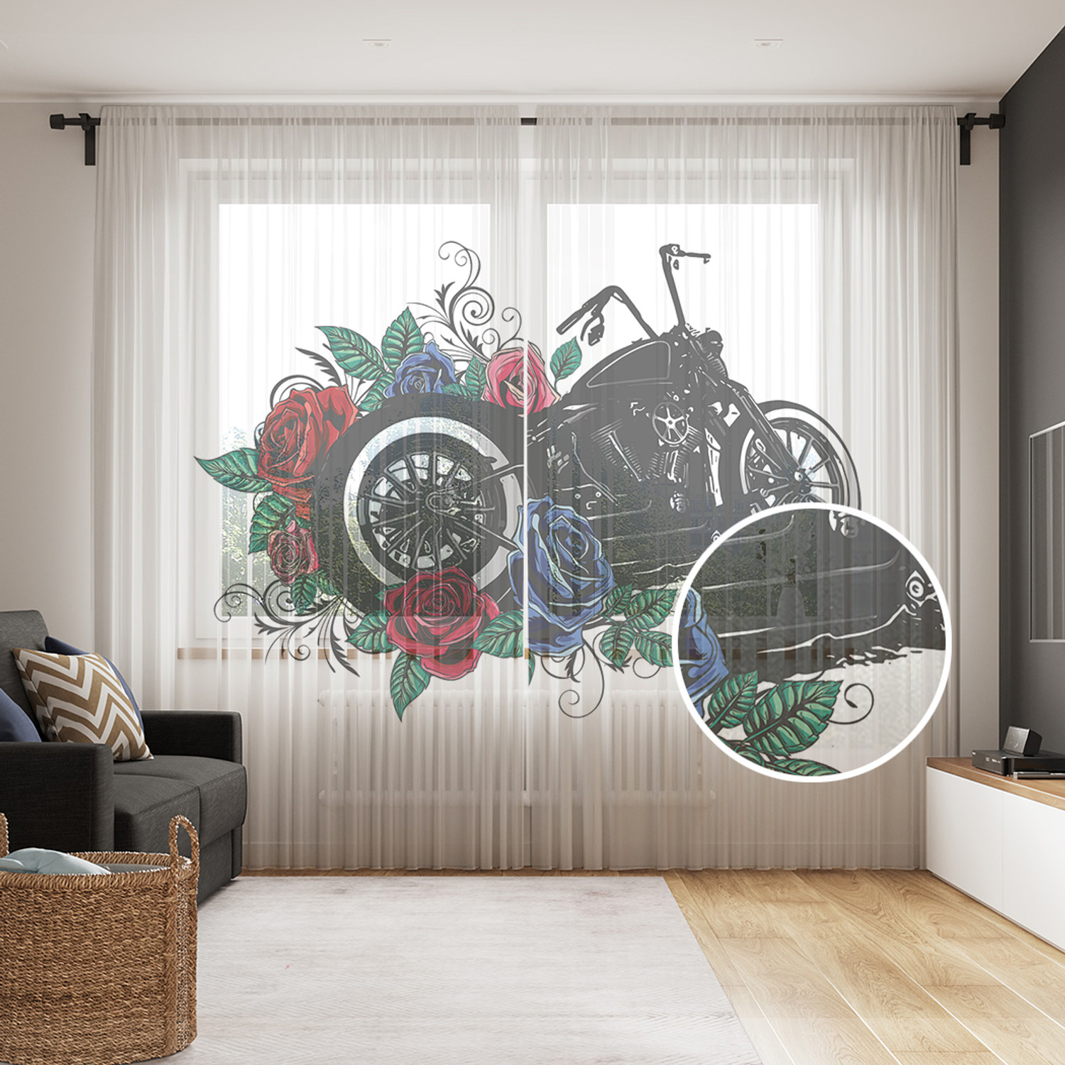 

Тюль фототюль JoyArty Крузер 290x265 на шторной ленте tul_422866_145х265