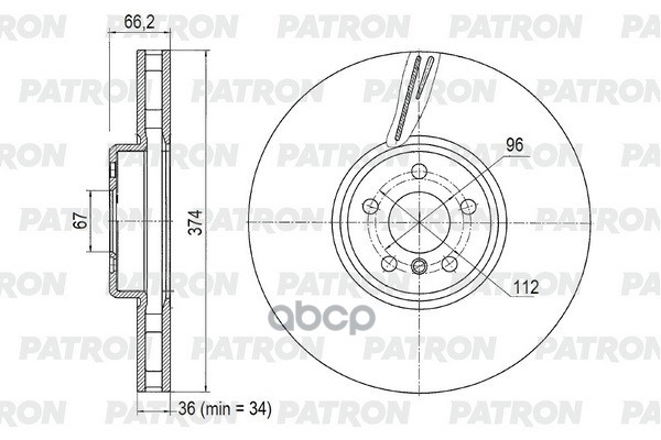 

Диск тормозной пер. лев. bmw 3/4/5/6/7/8/x3/x5/x6/x7-series 17- m-sport, d = 374 mm