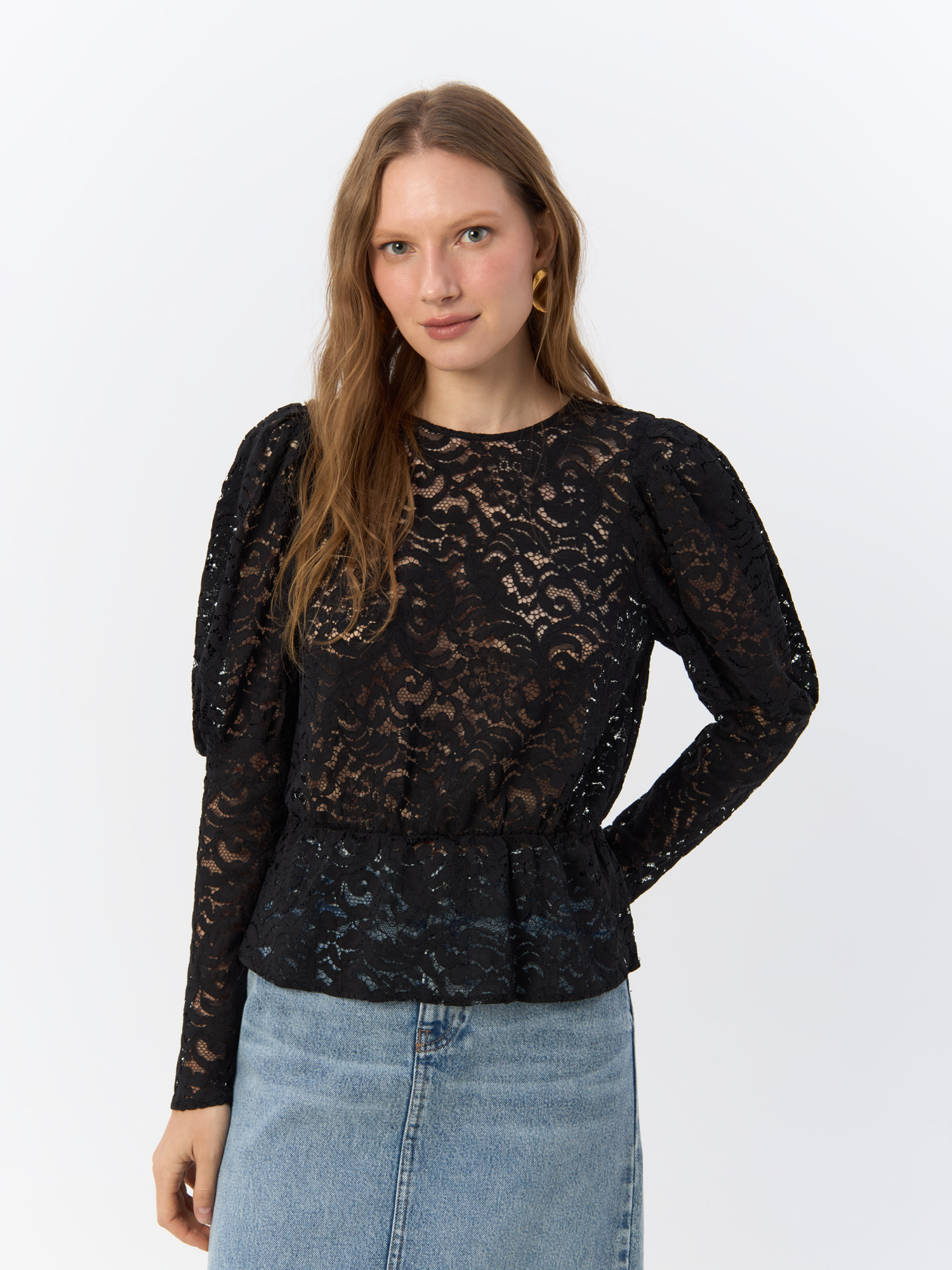 

Блуза женская H&M 926021001 черная XL, Черный, 9260210