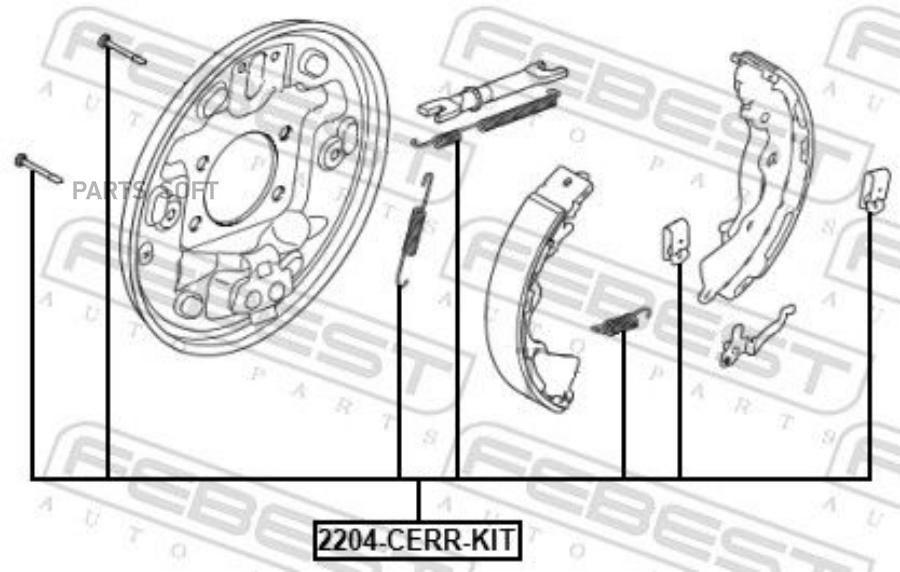 

К-кт монтажный барабанных колодок kia cerato 2012-2016 2204-cerr-kit