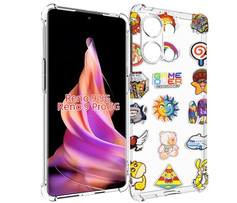 

Чехол MyPads Стикеры для Oppo Reno 9/Reno 9 Pro, Прозрачный, Tocco