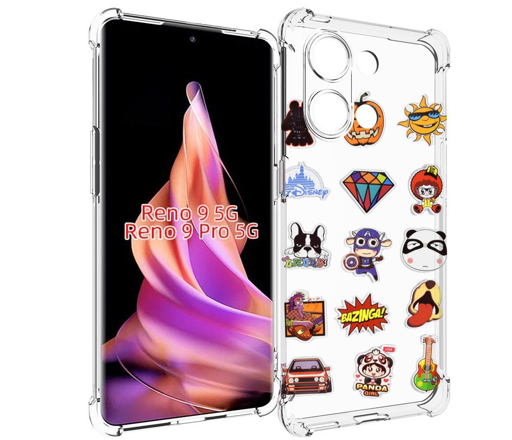 

Чехол MyPads Стикеры-2 для Oppo Reno 9/Reno 9 Pro, Прозрачный, Tocco