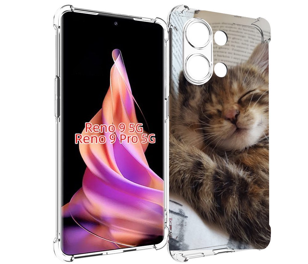 

Чехол MyPads Спящий-котенок для Oppo Reno 9/Reno 9 Pro, Прозрачный, Tocco