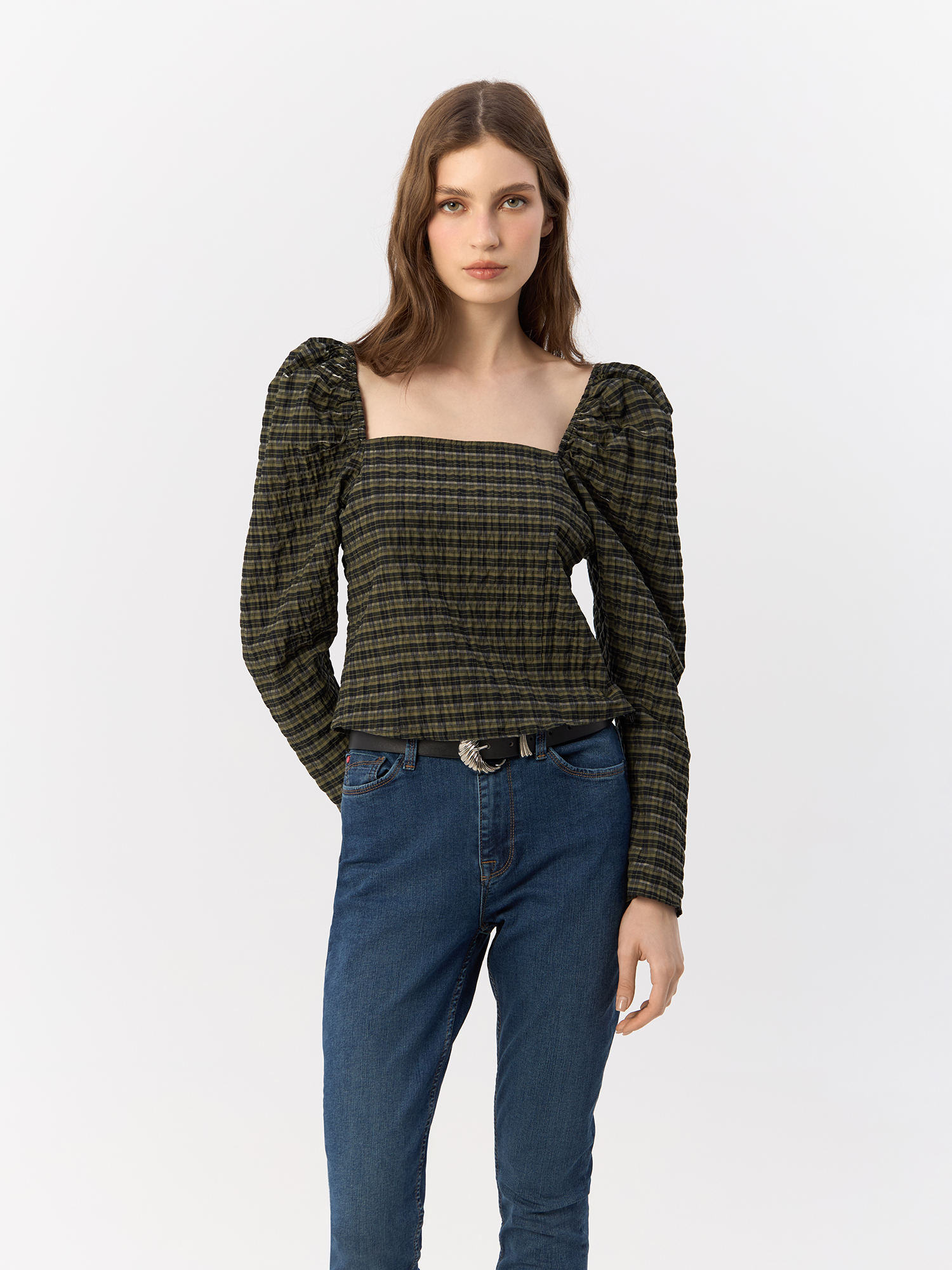 

Блуза женская H&M 926812002 хаки M, 926812002