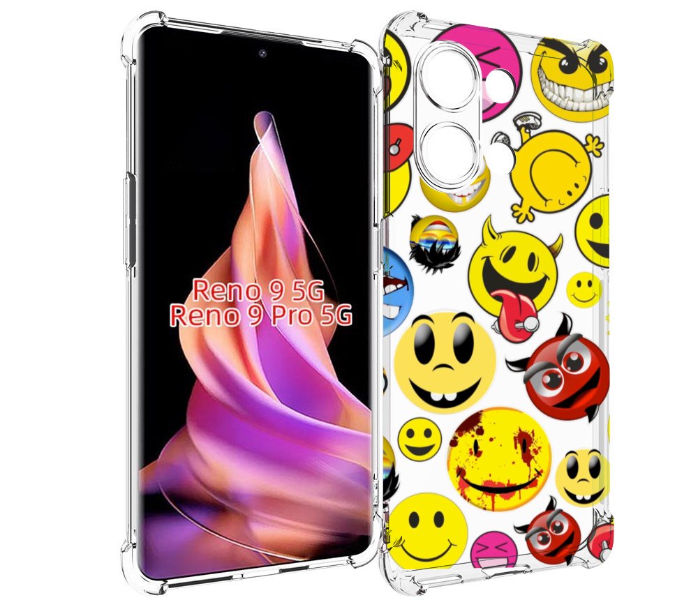 

Чехол MyPads Смайлики для Oppo Reno 9/Reno 9 Pro, Прозрачный, Tocco