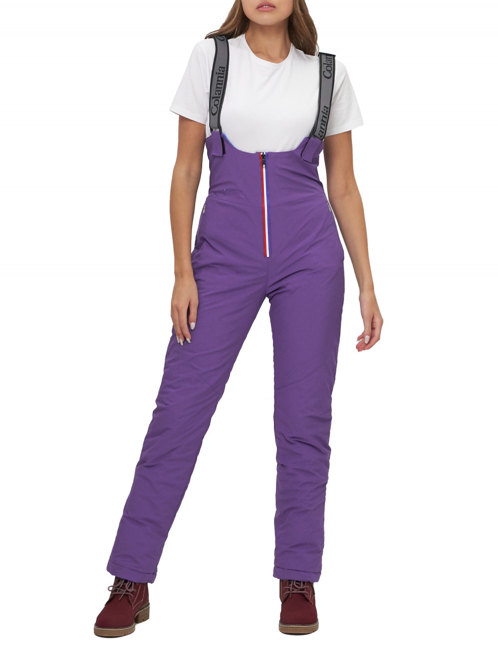 Полукомбинезон брюки горнолыжные женские AD66179F фиолетового цвета, 48