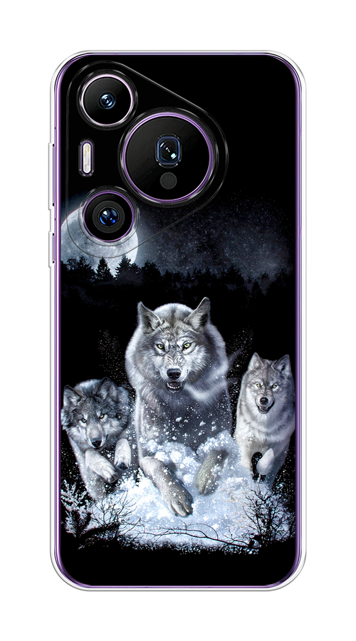 

Чехол на Huawei Pura 70 Pro/70 Pro Plus "Стая волков под луной", Черный;белый;серый, 6124150-1