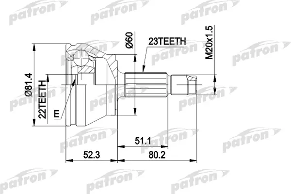 

ШРУС наружн к-кт 23x48x22 FORD: ESCORT 1.3/1.4 9.90-10.91 PATRON PCV1156