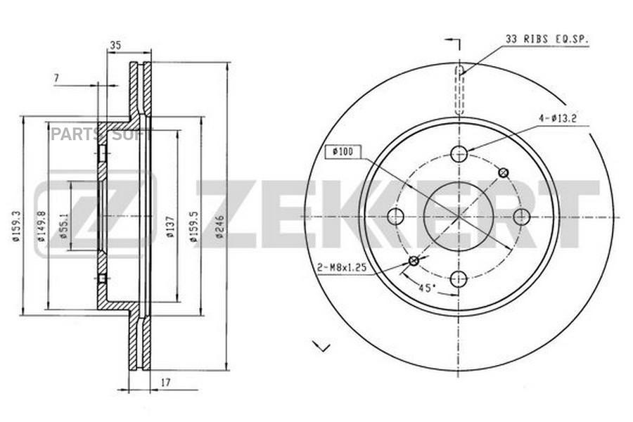 

Диск Тормозной Перед. Daihatsu Sirion Ii 05- Cuore Vii 07- ZEKKERT bs6592