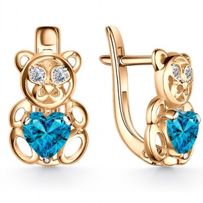 

Серьги Мишки с 6 фианитами из серебра с позолотой Вероника С639-540М6, С639-540М6